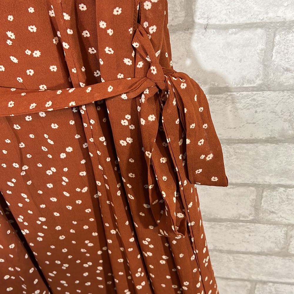 Aakaa floral rust wrap dress size Small - Picture 10 of 13